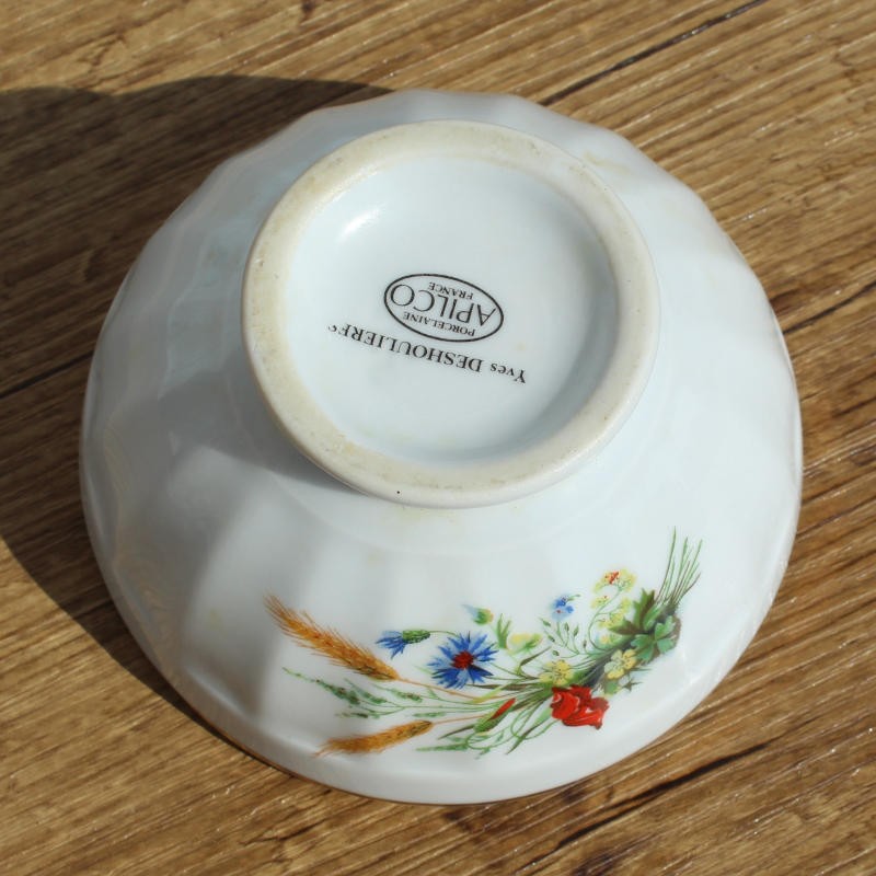 Bol Fleurs Champêtres Porcelaine Apilco Yves Deshoulières