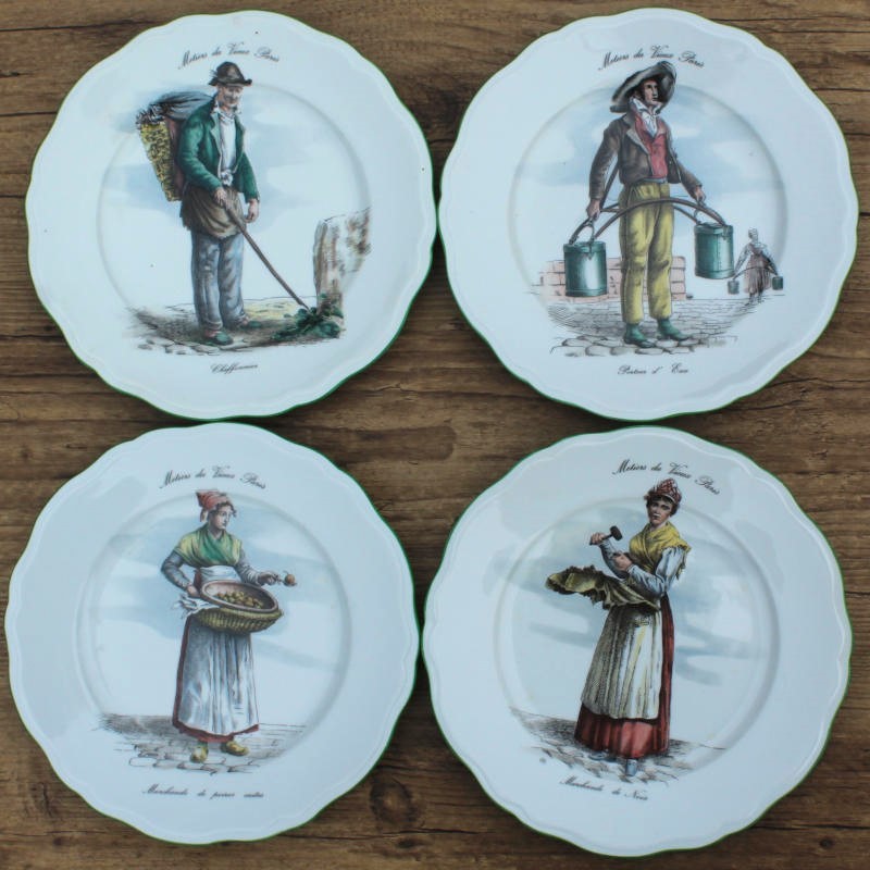 lot-de-4-assiette-à-dessert-vieux-métiers-de-paris-vaiselle-vintage